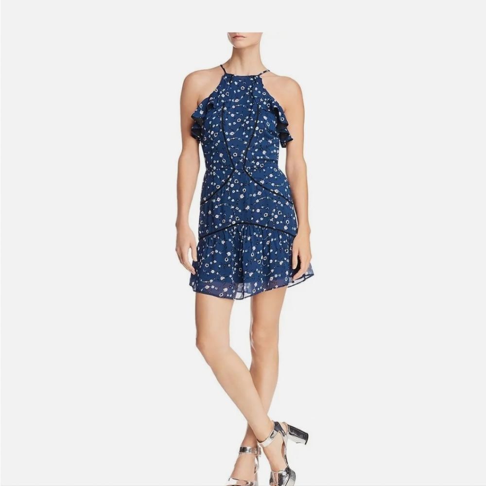 Karina Grimaldi Mood Floral Blue Mini Dress NWOT